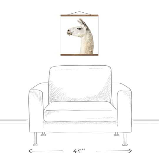 Fluffy Llama 16" x 16" Teak Hanging Canvas